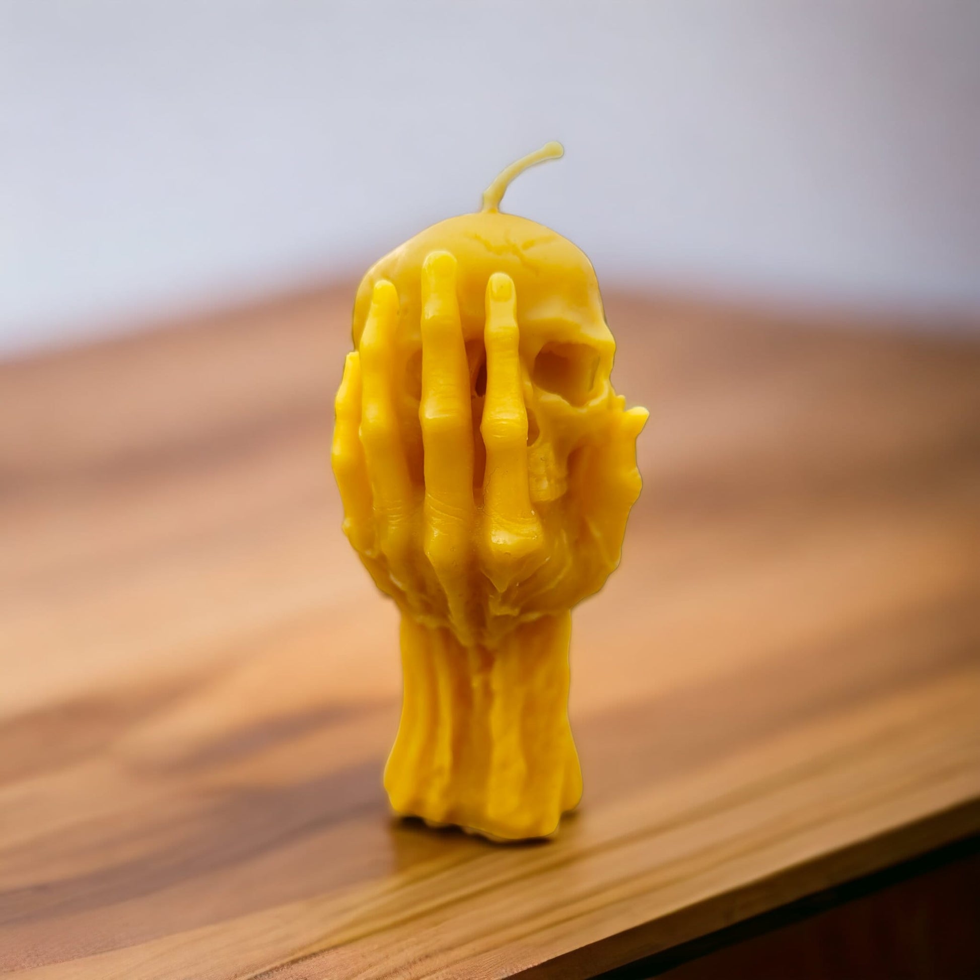 Skull in hand candle-Donagh Bees