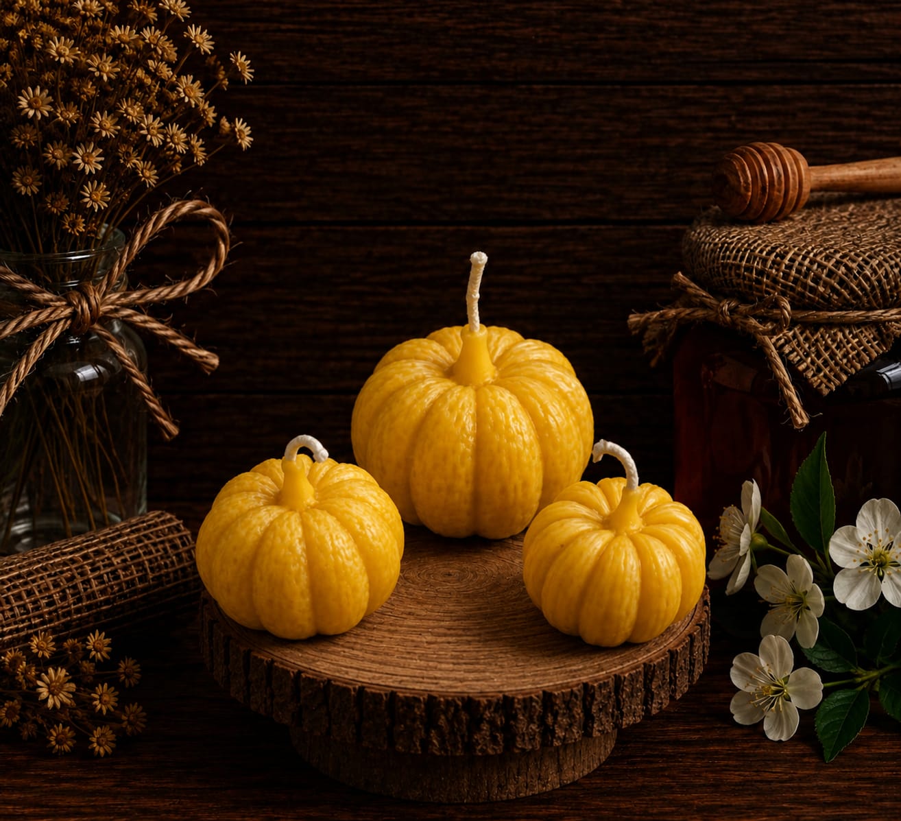 Pumpkin Beeswax Candle Set