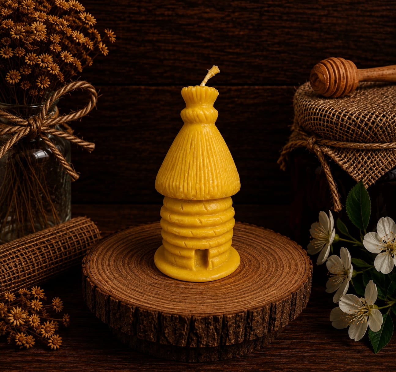 Thatched Skep Beeswax Candle