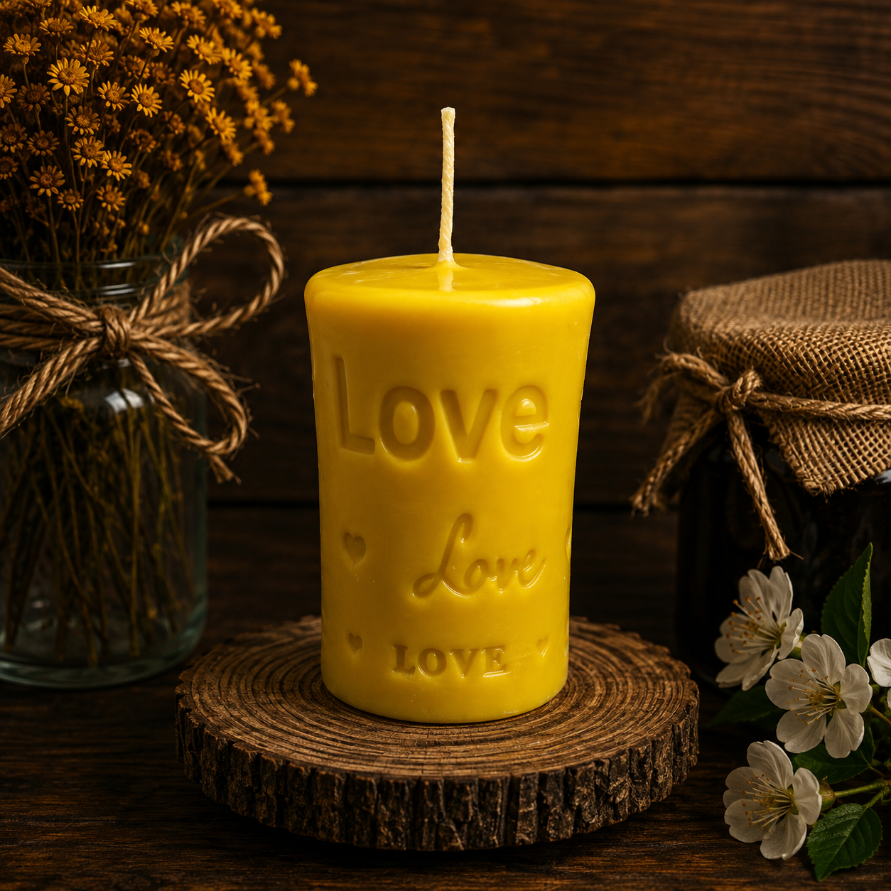 Pillar Candle with Love Inscription
