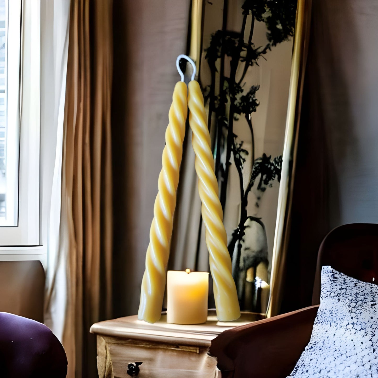 Twisted Beeswax candle Pair-Donagh Bees