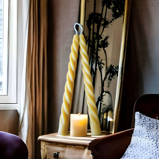 Twisted Beeswax candle Pair-Donagh Bees