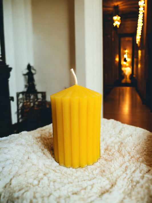 Geometric Spire Striped Candle