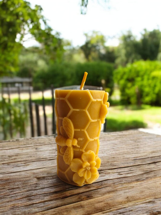 Honeycomb Column with Bee Candle