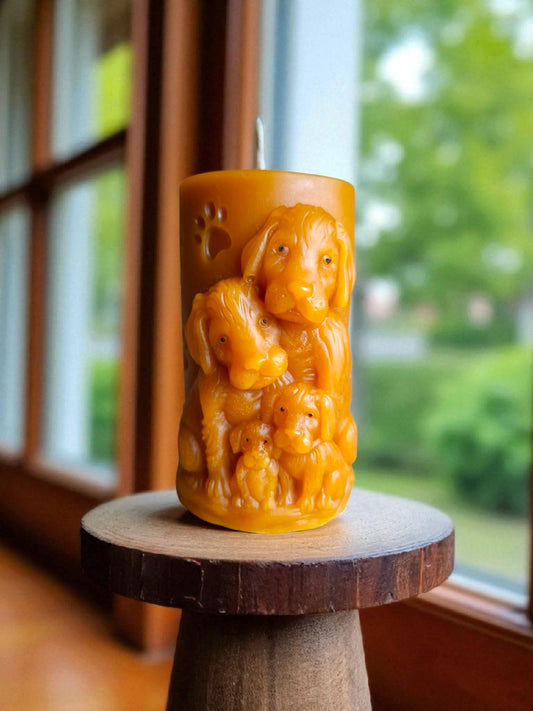 4 Cute Puppies Candle