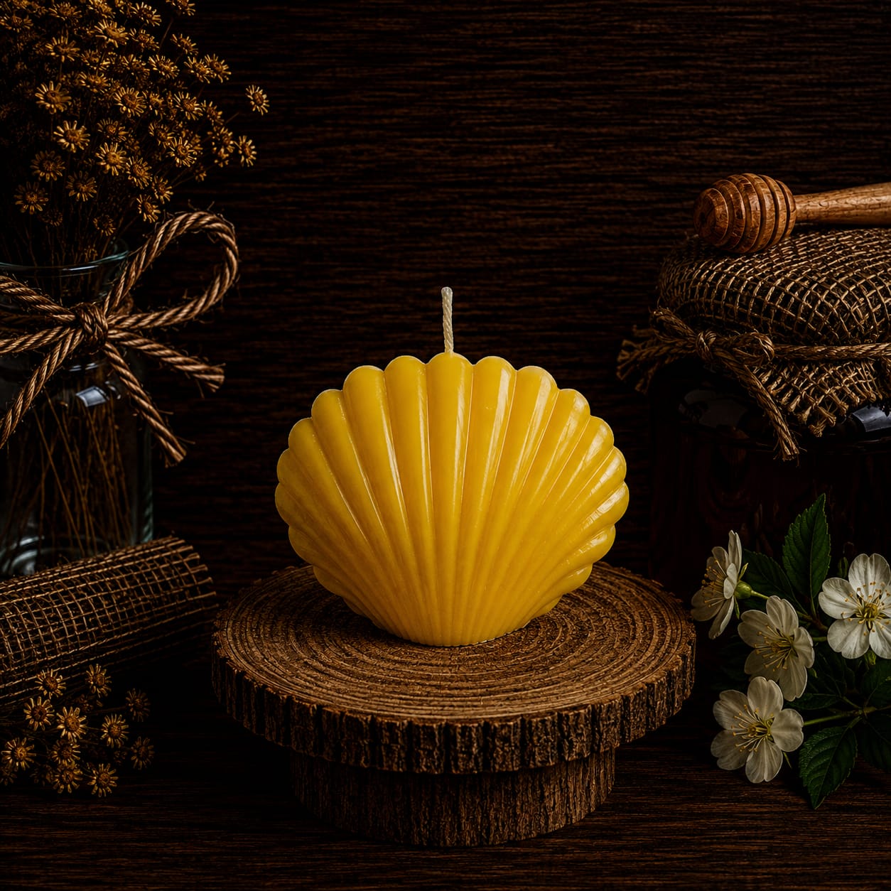 Shell Beeswax Candle