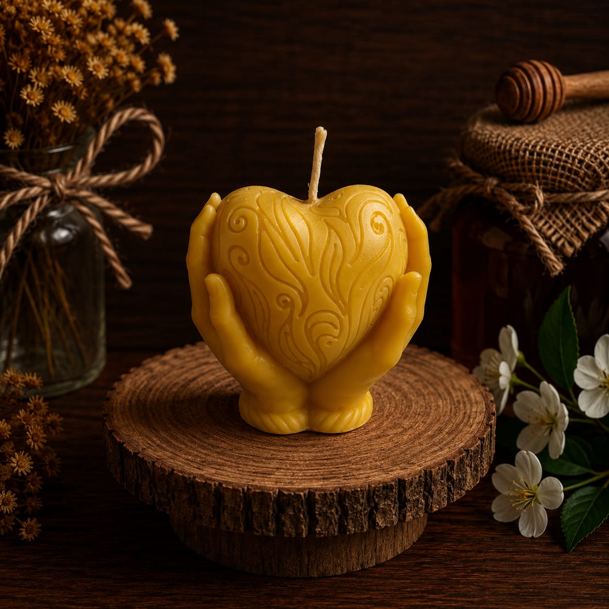 Heart in Hands Love Candle