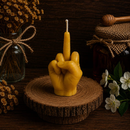 Middle Finger Beeswax Candle