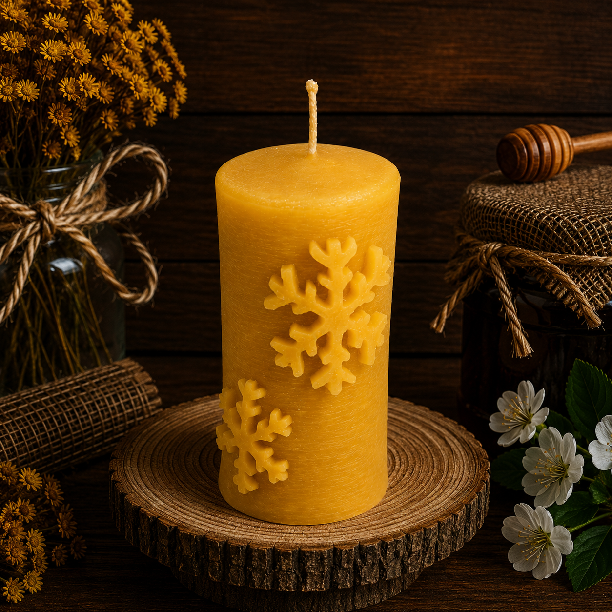 Snowflake Cylinder Candle