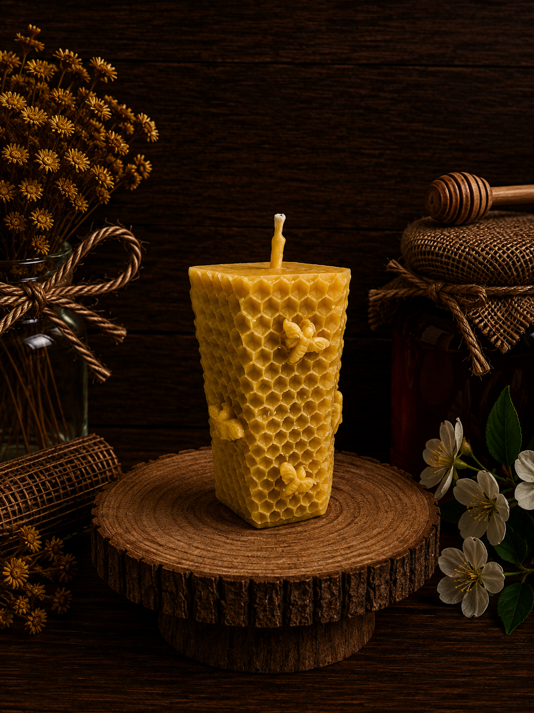 Tall Honeycomb Candle