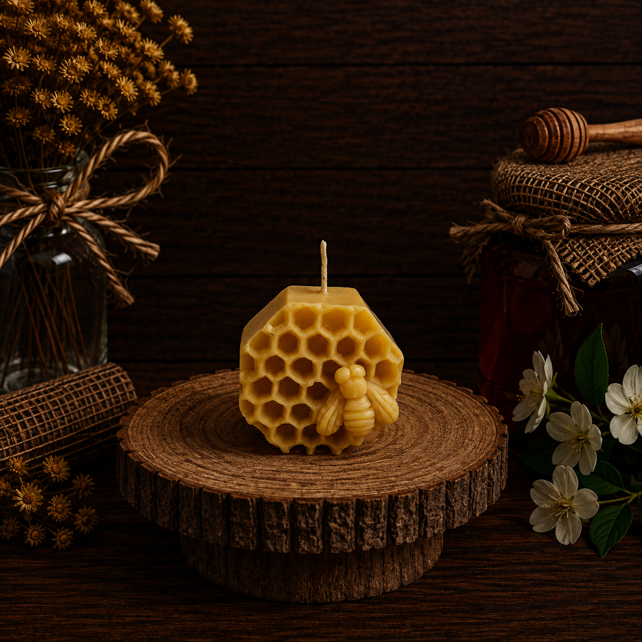 Honeycomb With Bee Candle