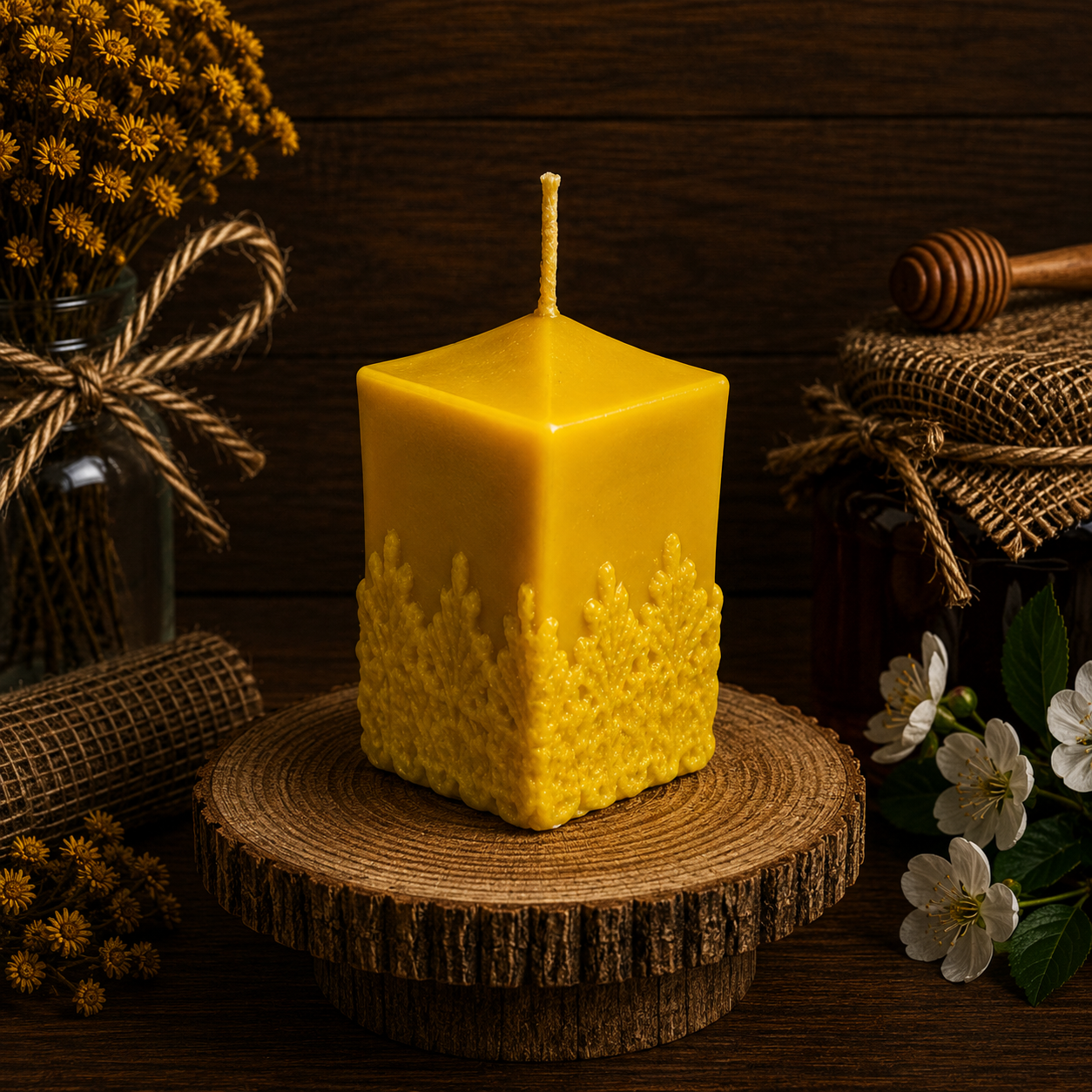 Cube With Lace Candle