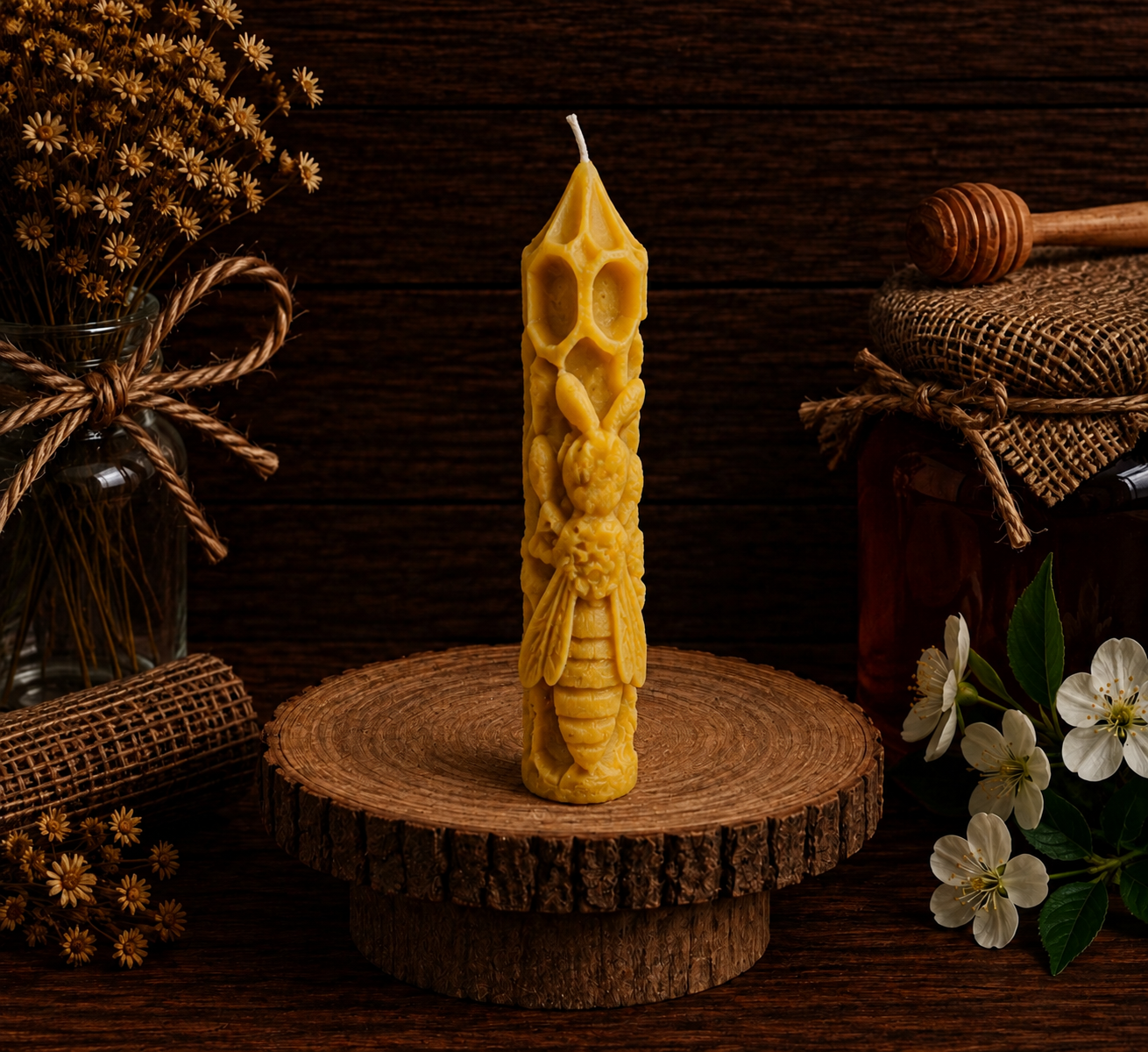 Honeycomb With Bee Candle