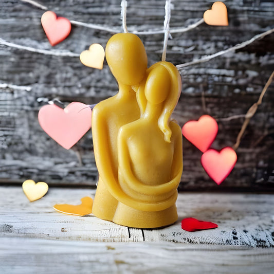 Hugging Couple Beeswax Candle