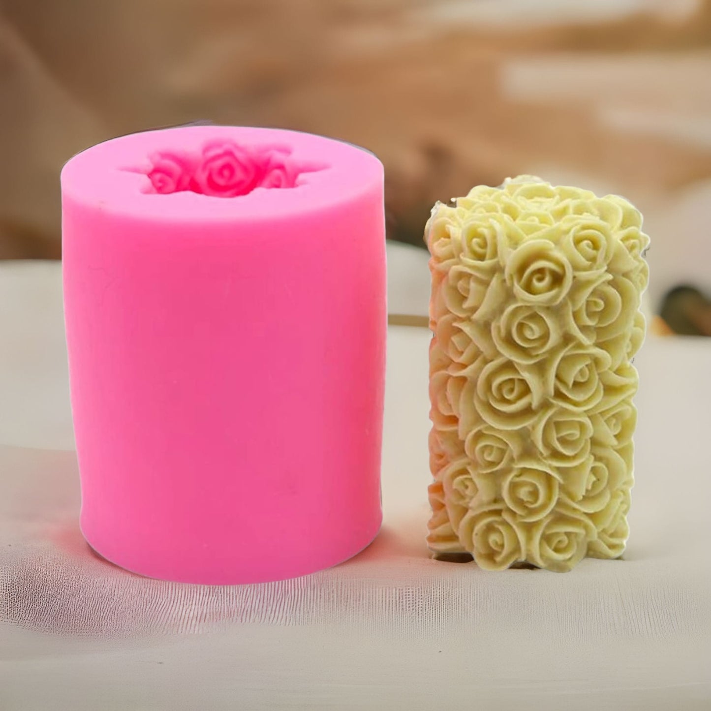 Rose Cylinder Silicone Candle Mold-Donagh Bees